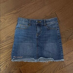 Joe Fresh Blue Denim Skirt with Frayed Hem